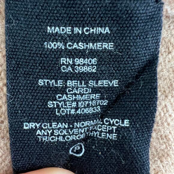 THEORY Beige Cashmere Bell Sleeve Cardigan V-Neckline Button-Down Size S Small - Picture 11 of 12